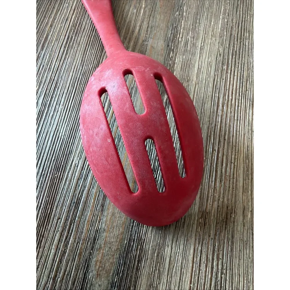 KitchenAid Slotted Spoon Skimmer Server Stir Large Red Heat Resistant 13 inch